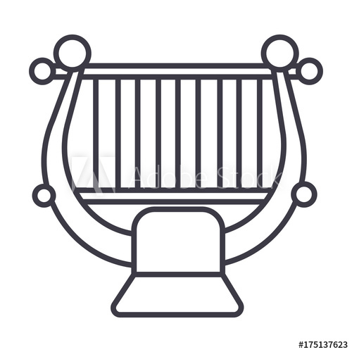 500x500 Harp,string, Classical Music Vector Line Icon, Sign, Illustration