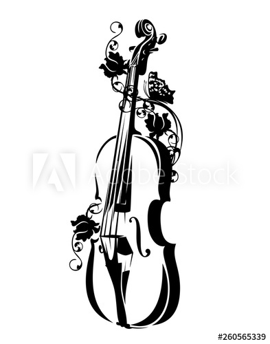 393x500 Violin With Rose Flowers And Butterfly