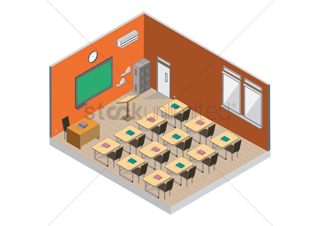 Isometric Classroom Vector Image 1300x919 Isometric Classroom Vector Image