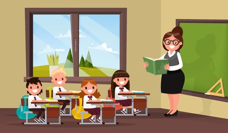 Lesson A Teacher With Pupils In Primary School Classroom Vector 450x263 Lesson A Teacher With Pupils In Primary School Classroom Vector