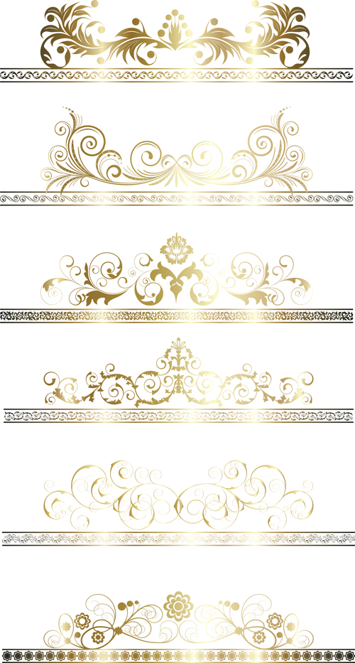 500x933 Floral Gold Ribbons Borders Vector Set Free Download