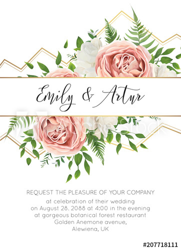 362x500 Wedding Floral Invite, Invtation Card Design Watercolor Style