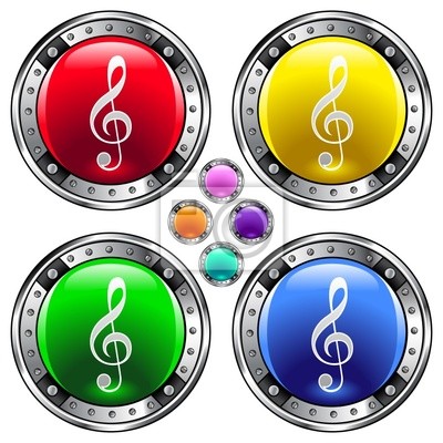 400x400 Redondo Del Vector Brillante Con El Icono De Clave De Sol