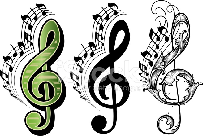 656x439 Notas Musicales De La De Clave De Sol Stock Vector