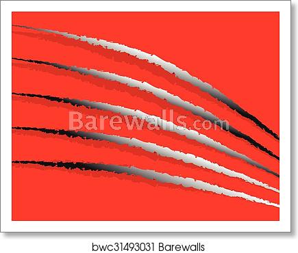 435x370 Claw Marks, Claw Scratches, Paw Marks Vector, Art Print