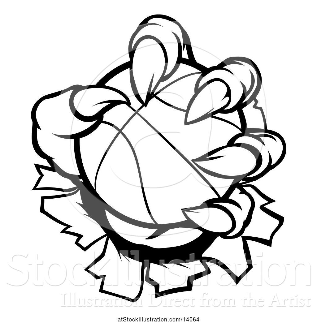 1024x1044 Vector Illustration Of Black And White Monster Claws Ripping