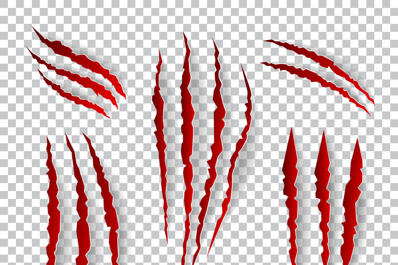 800x533 Realistic Claw Scratches Vector Set On Plaid Background
