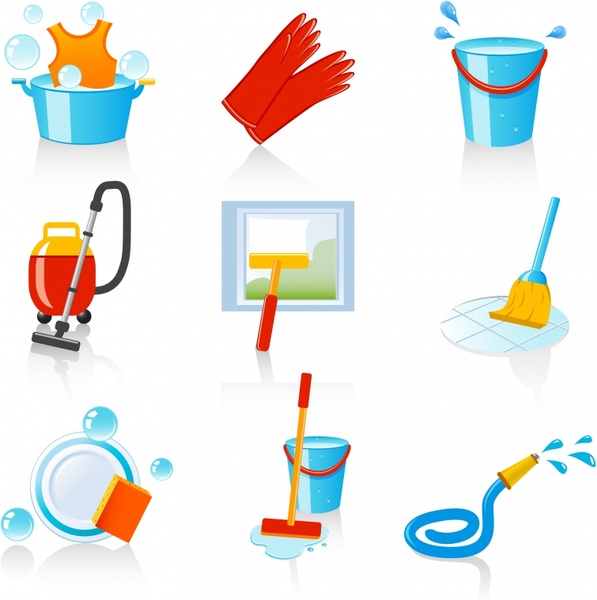 Cleaning Work Design Elements Colorful Tools Icons Free Vector 597x600 Cleaning Work Design Elements Colorful Tools Icons Free Vector
