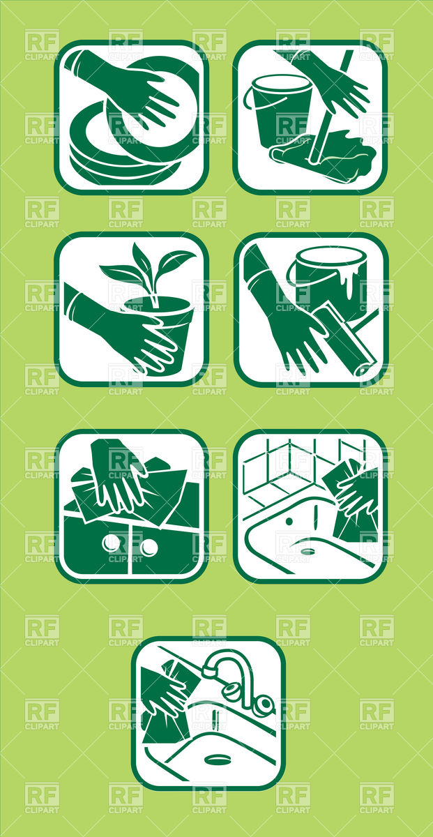 Household And Domestic Cleaning Icons Vector Image Of Icons 621x1200 Household And Domestic Cleaning Icons Vector Image Of Icons