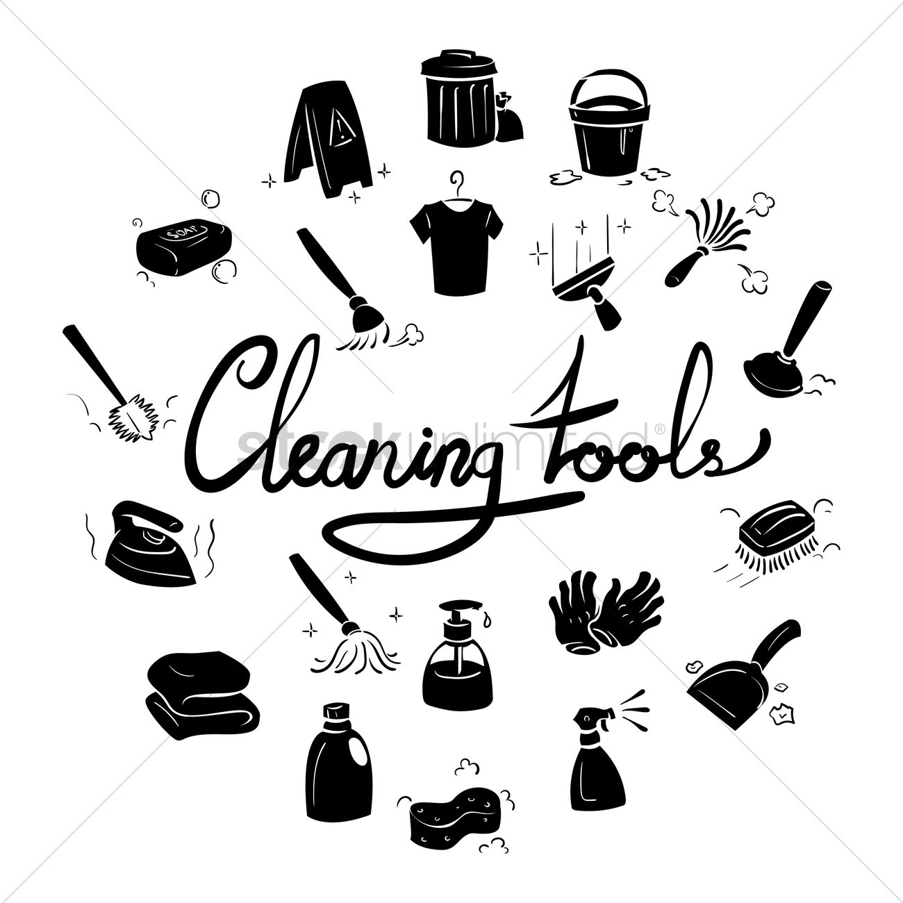 Set Of Cleaning Icons Vector Image 1300x1300 Set Of Cleaning Icons Vector Image