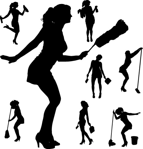 466x484 Creative Cleaning Woman Silhouette Design Vector Free