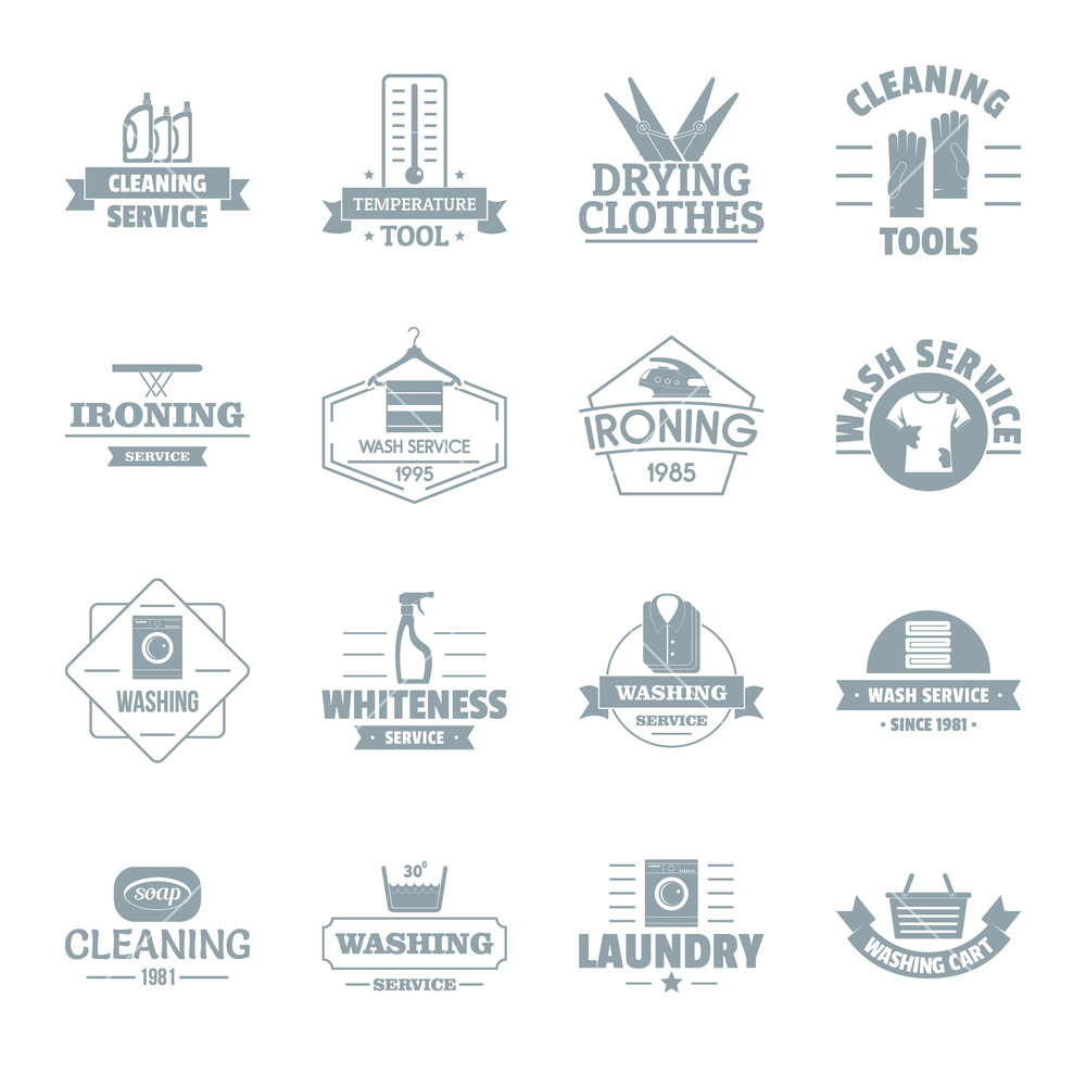 1000x1000 Laundry Cleaning Logo Icons Set Simple Illustration Of Laundry