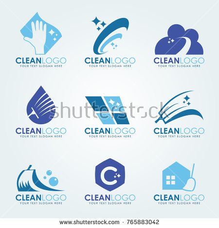 450x470 Blue Clean Logo With Cleaning Gloves, Water Droplets Scrub Brush