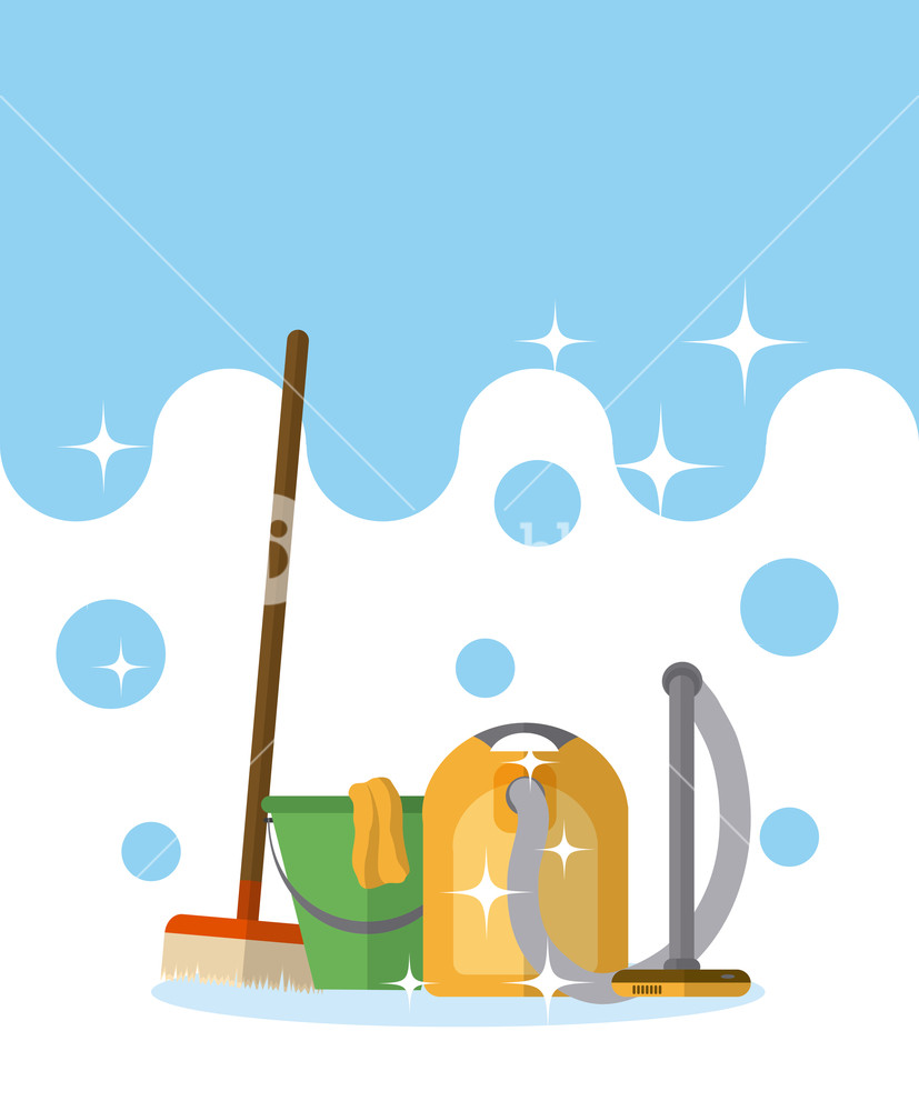 827x1000 Cleaning Kit And Products Vector Illustration Graphic Design
