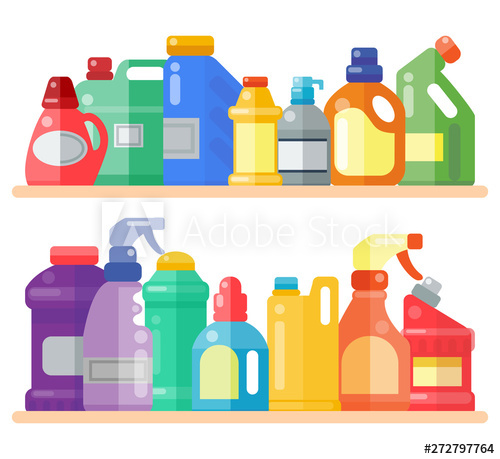 500x459 Cleaning Products On Shelf Household Bottle Plastic Liquid