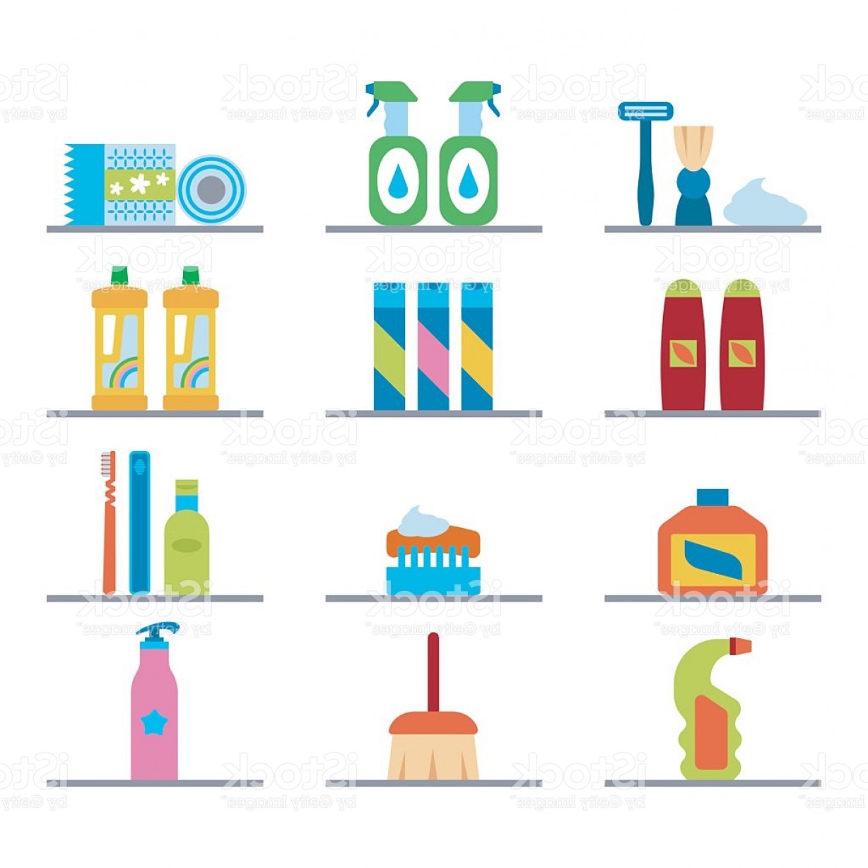 1228x1228 Household Chemicals And Cleaning Supplies Bottles Vector Flat