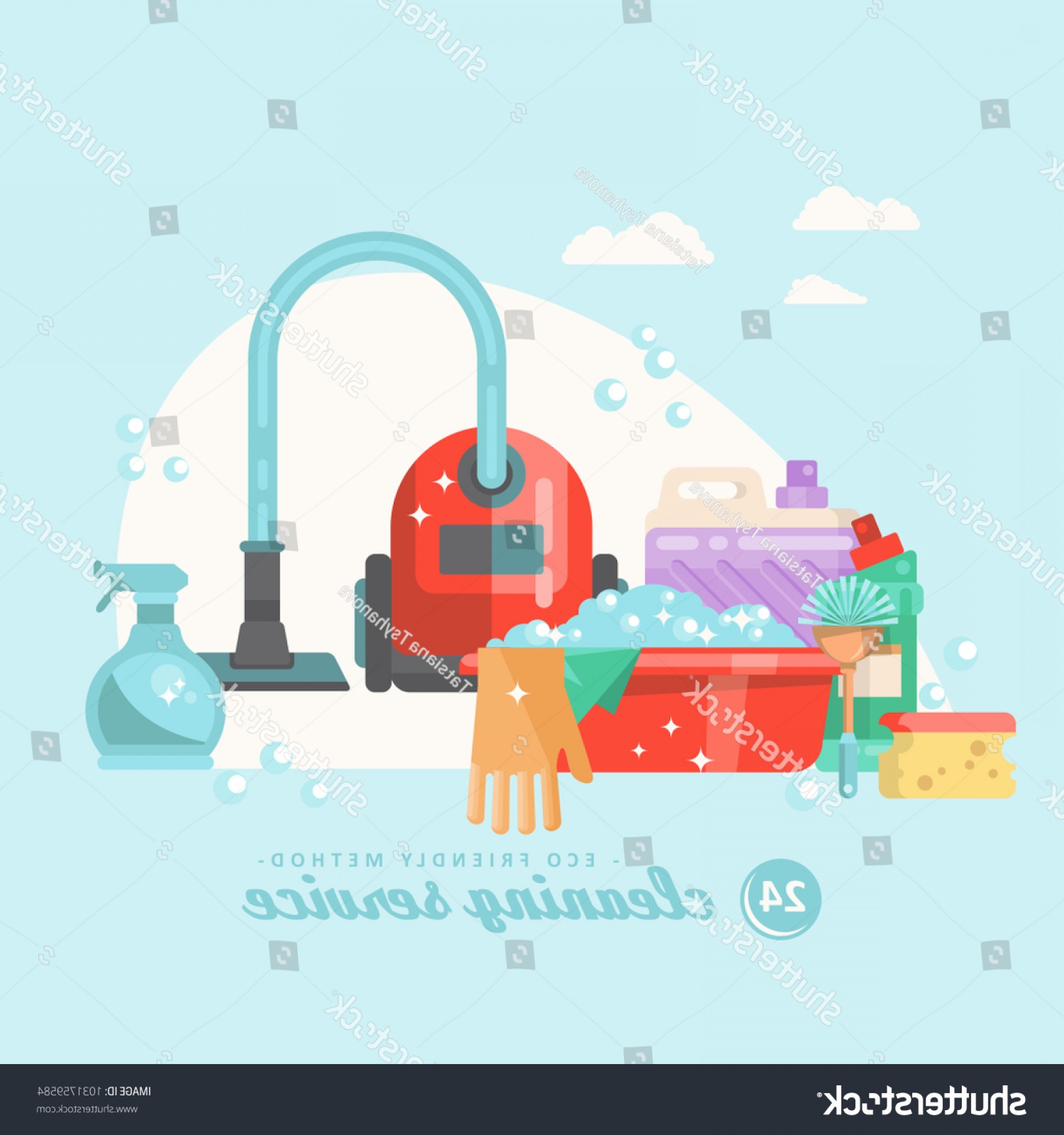 1800x1920 Cleaning Service Vector Illustration Modern Flat Handandbeak