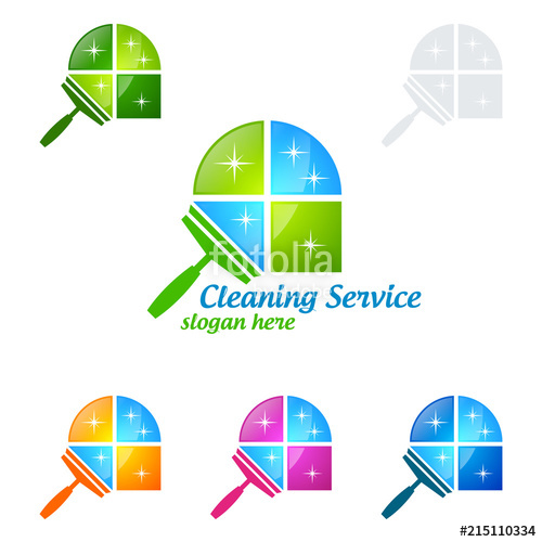 500x500 Cleaning Service Vector Logo Design, Eco Friendly Concept