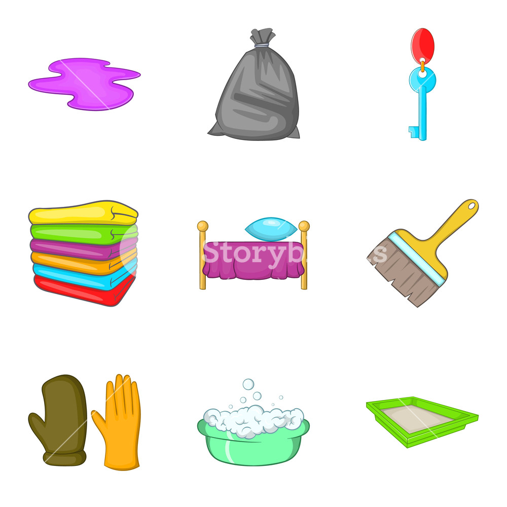 1000x1000 Room Cleaning Service Icon Set Cartoon Set Of Room Cleaning