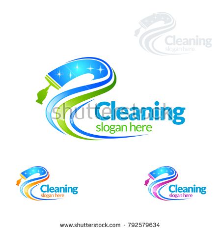 450x470 Cleaning Service Vector Logo Design, Eco Friendly Concept
