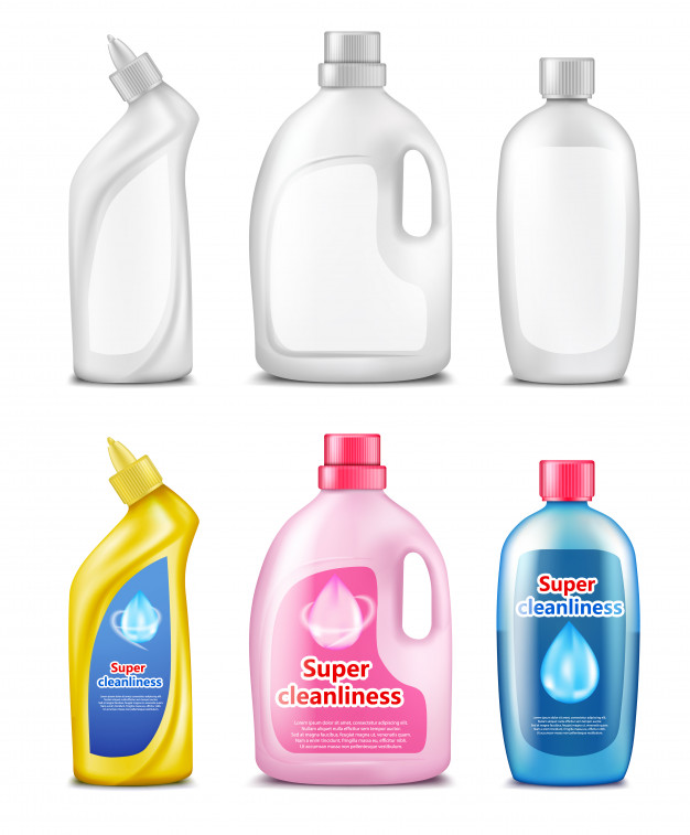 626x757 Plastic Bottles For Cleaning Products Vector Free Download