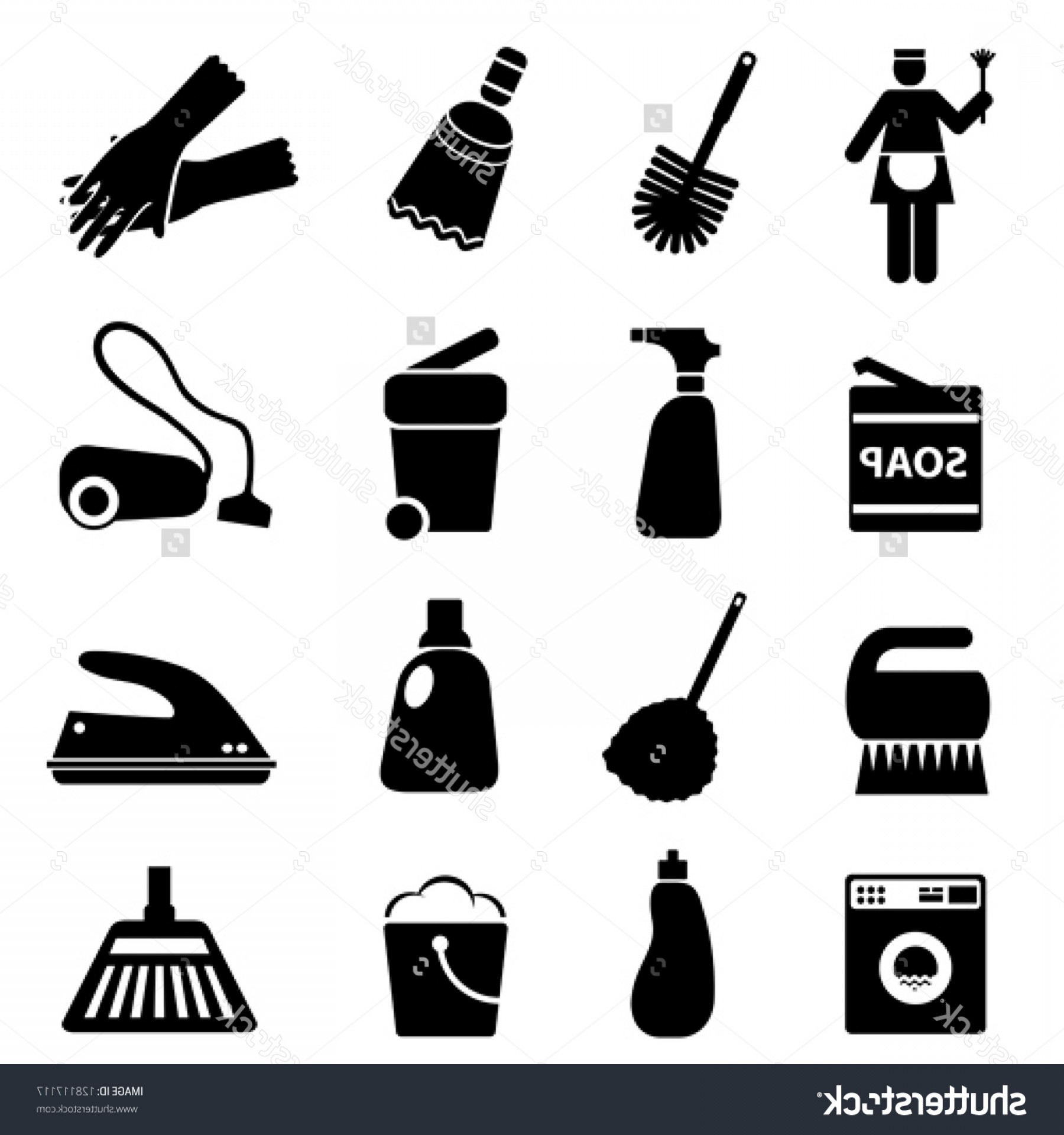 1800x1920 Cleaning Supplies And Tools Icon Set Stock Vector Illustration