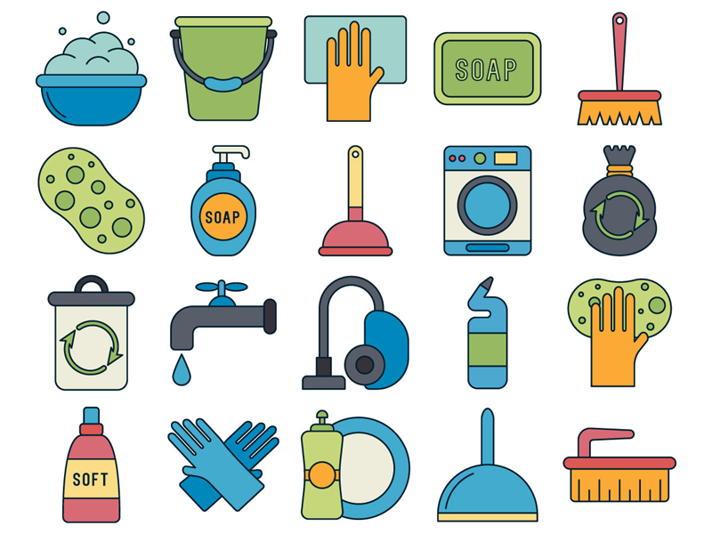 800x600 Cleaning Vector Icon Set