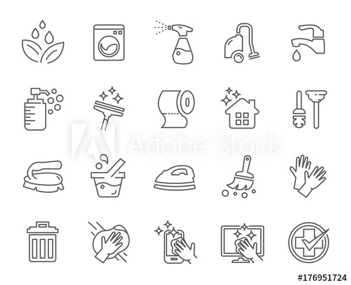 500x406 Cleaning Vector Line Icons Set Isolate Icon With Cleaning