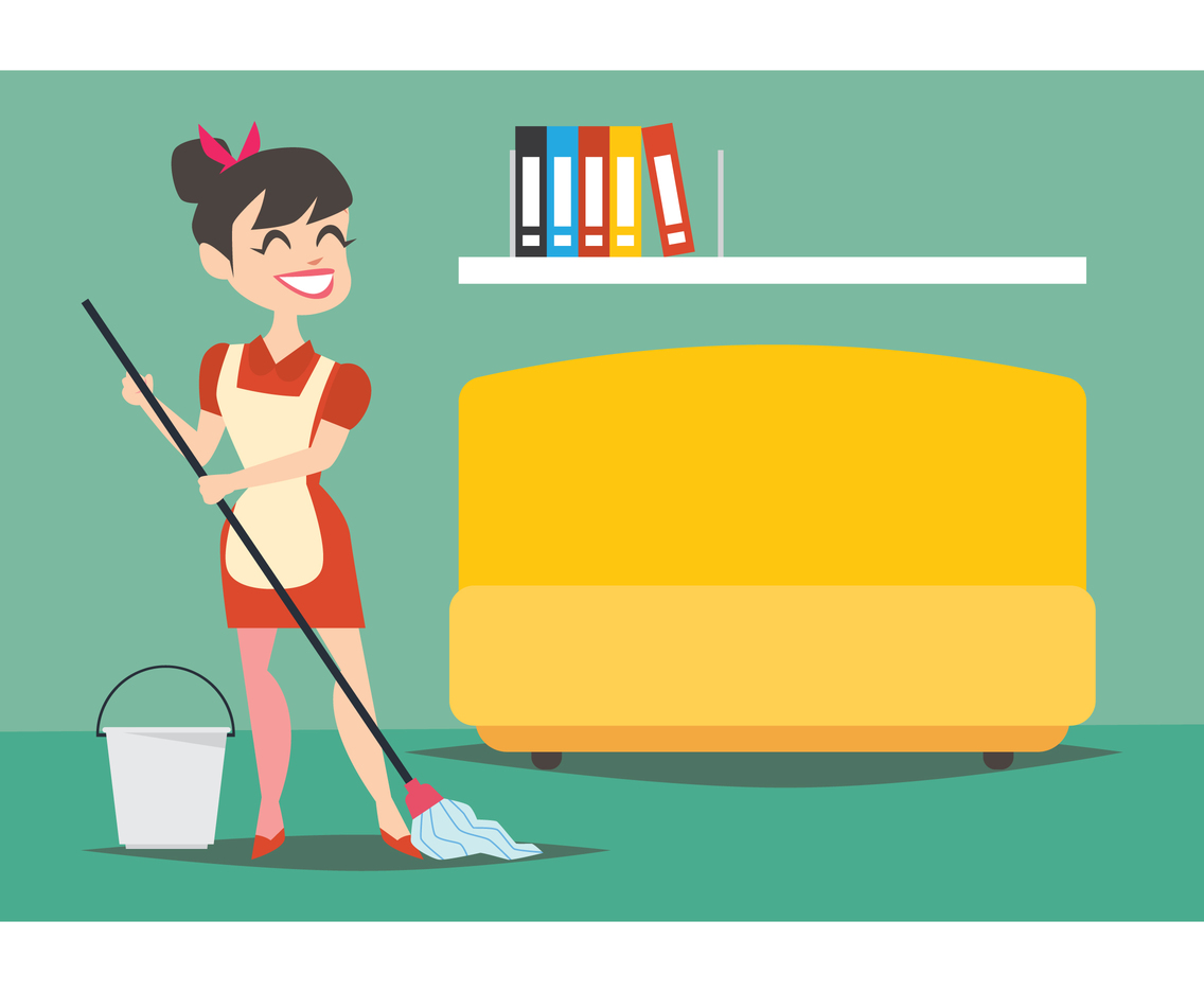 1136x936 Housewife Cleaning The Floor Vector Art Graphics