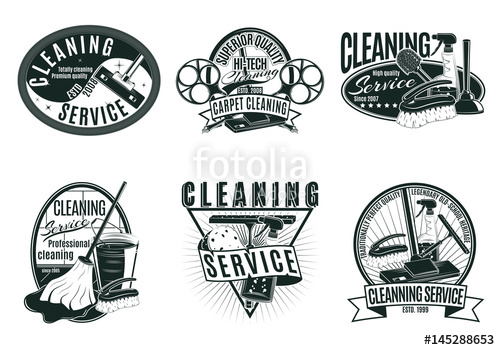 500x350 Vintage Professional Cleaning Service Labels Set Stock Image