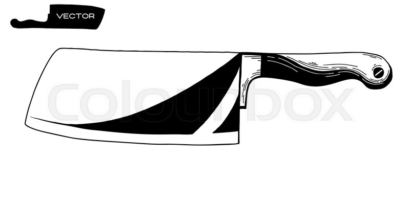 800x397 Meat Cleaver Knife Hand Drawn Vector Stock Vector Colourbox