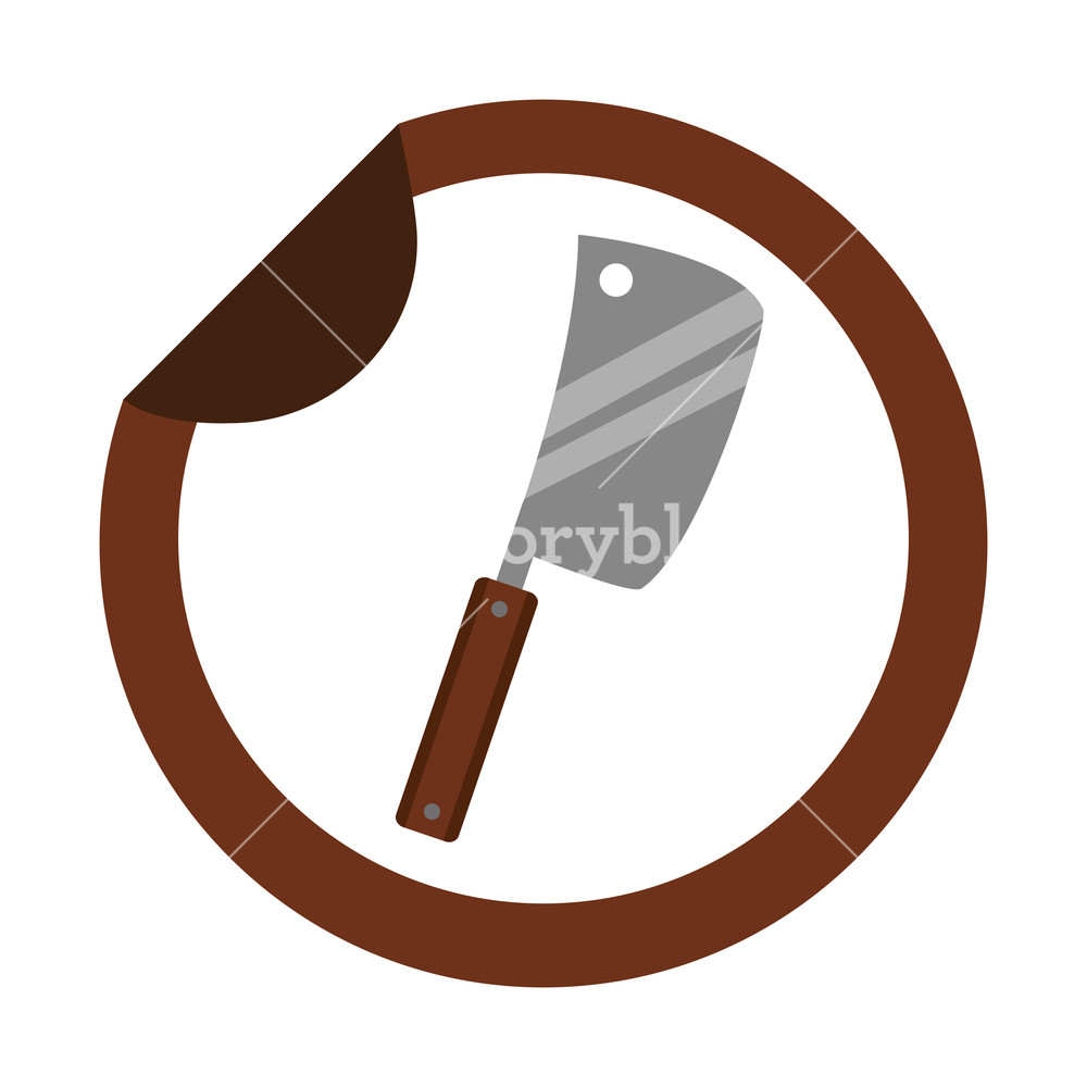 1000x1000 Meat Cleaver Utensil Kitchen Sticker Vector Illustration Royalty