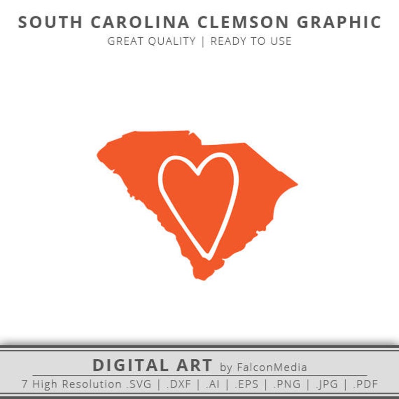 794x794 Clemson South Carolina South Carolina Heart Etsy