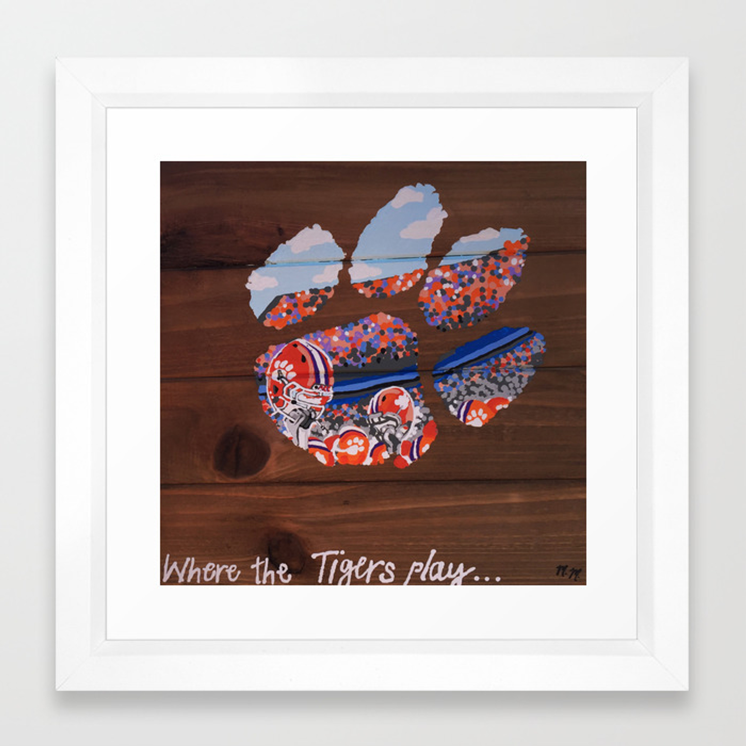 1500x1500 Clemson Tiger Paw Framed Art Print