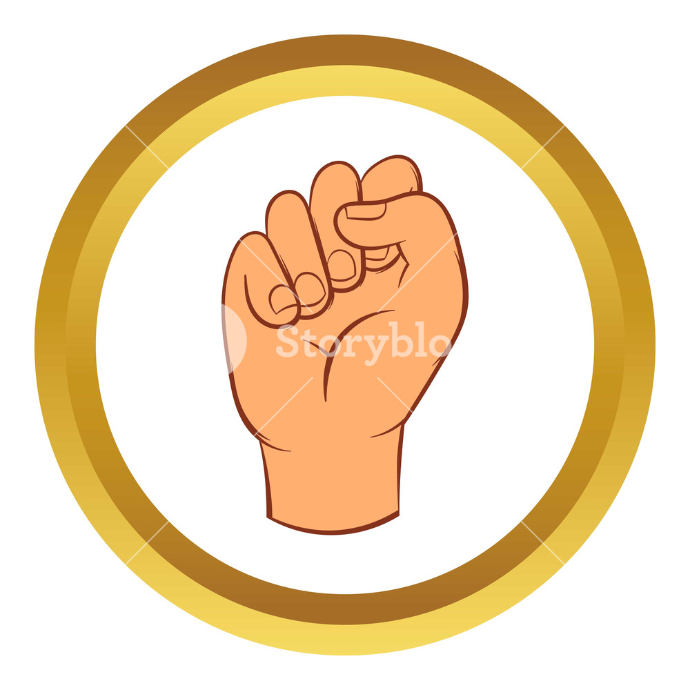 1000x1000 Hand With Clenched Fist Vector Icon In Golden Circle, Cartoon