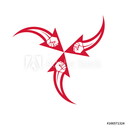 500x500 Muscular Clenched Fist Vector Emblem Created In Shape Of Arrow