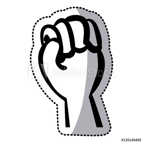 500x500 Sticker Silhouette Hand With Clenched Fist Vector Illustration