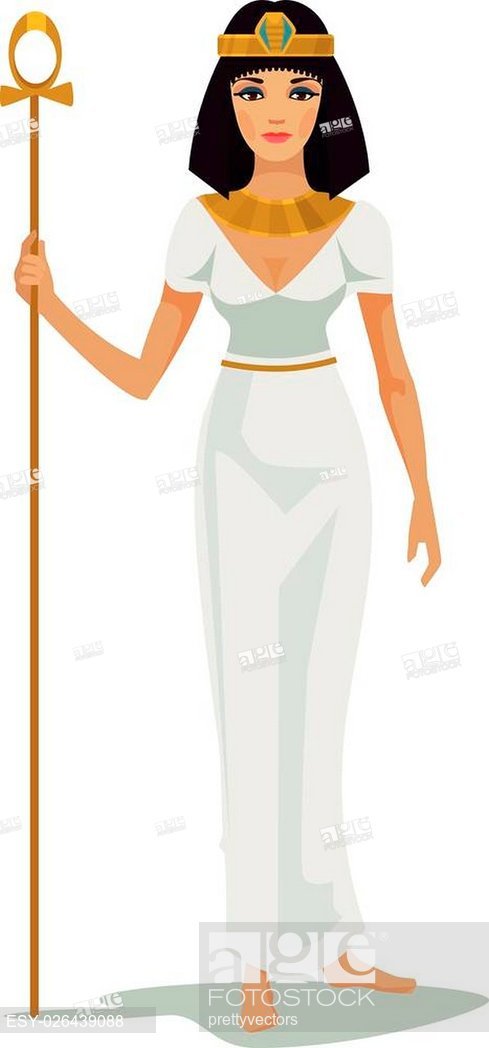 489x1048 Egypt Queen Cleopatra Vector Flat Illustration, Stock Vector