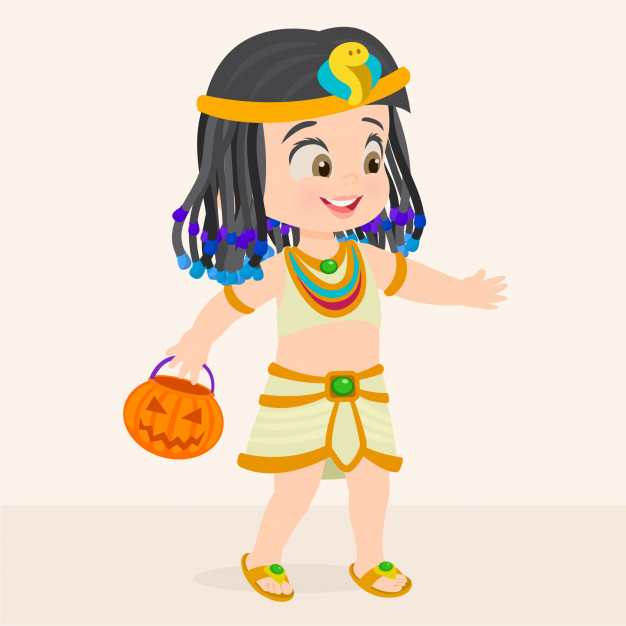 626x626 Halloween Girl Dressed As Cleopatra Vector Premium Download