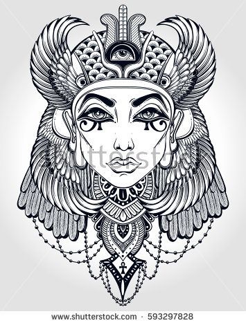 355x470 Hand Drawn Vintage Illustration Of The Ancient Cleopatra's Head