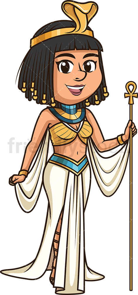 470x1000 Queen Cleopatra Cartoon Vector Clipart