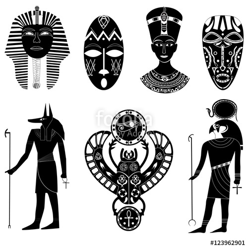 500x500 A Set Of Silhouettes Of Egyptian Tutankhamun, Cleopatra And Nefe