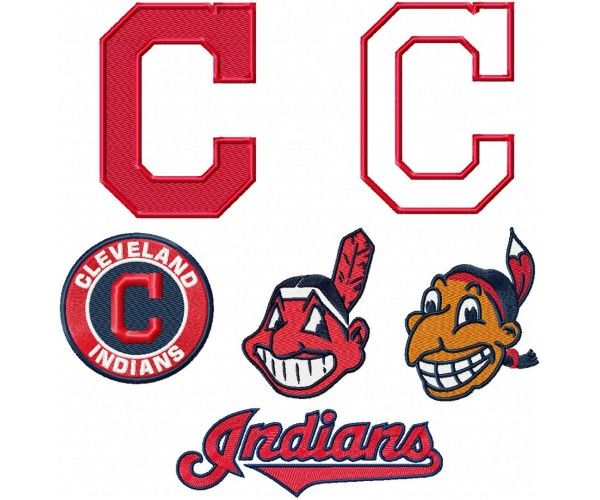 600x500 Cleveland Indians Logo Machine Embroidery Design For Instant