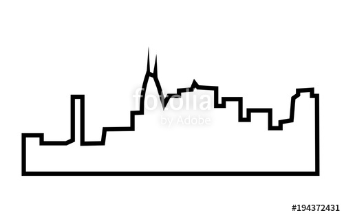Cleveland Skyline Silhouette Outline On White Background Stock 500x313 Cleveland Skyline Silhouette Outline On White Background Stock