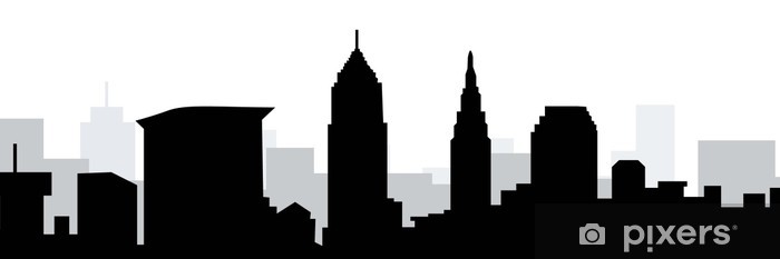 Cleveland Skyline Vector Wall Mural 700x233 Cleveland Skyline Vector Wall Mural
