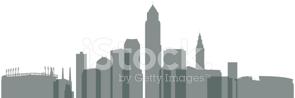 1024x341 Cleveland Skyline Silhouette Stock Vector