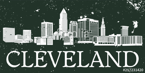 500x251 Cleveland Skyline With Grunge Texture Stock Image And Royalty