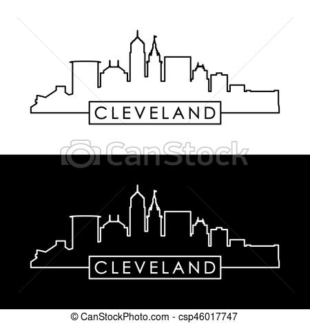 450x470 Cleveland Skyline Black Linear Style Editable Vector File