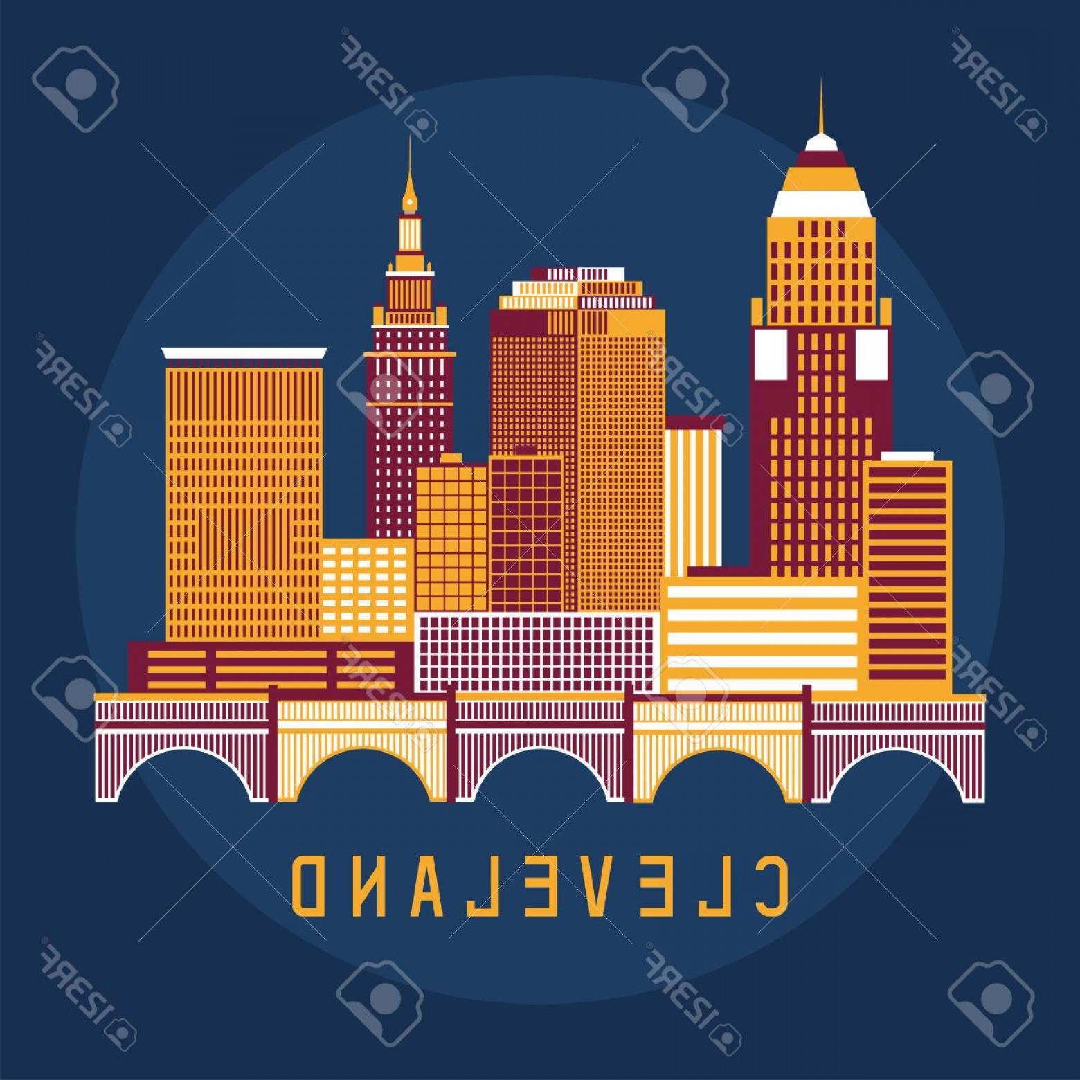1560x1560 Photostock Vector Cleveland Ohio Usa Flat Design Vector