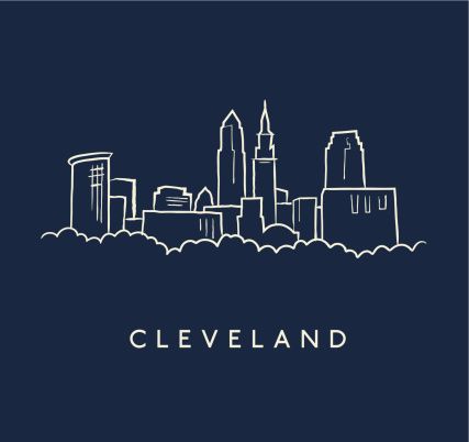 427x402 Cleveland Skyline Sketch Vector Embroidery